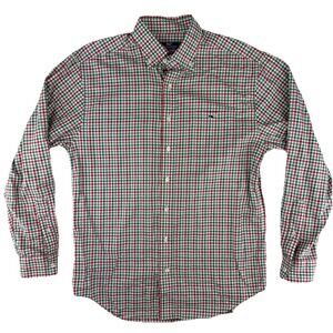 Vineyard Vines Classic Fit Tucker Shirt Mens Medium Cotton Red Green Christmas